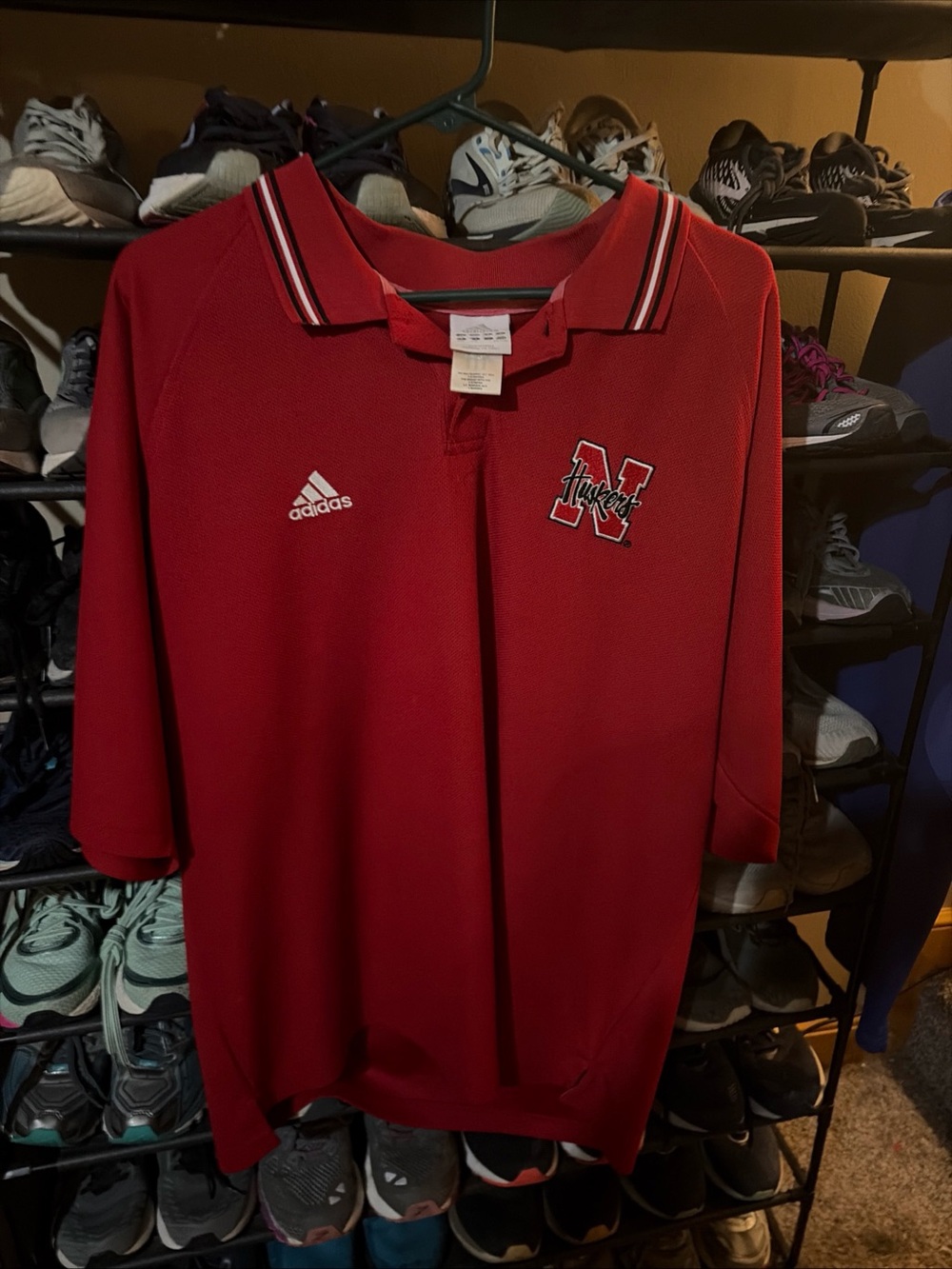 VINTAGE ADIDAS NEBRASKA CORNHUSKERS POLO MENS XXL